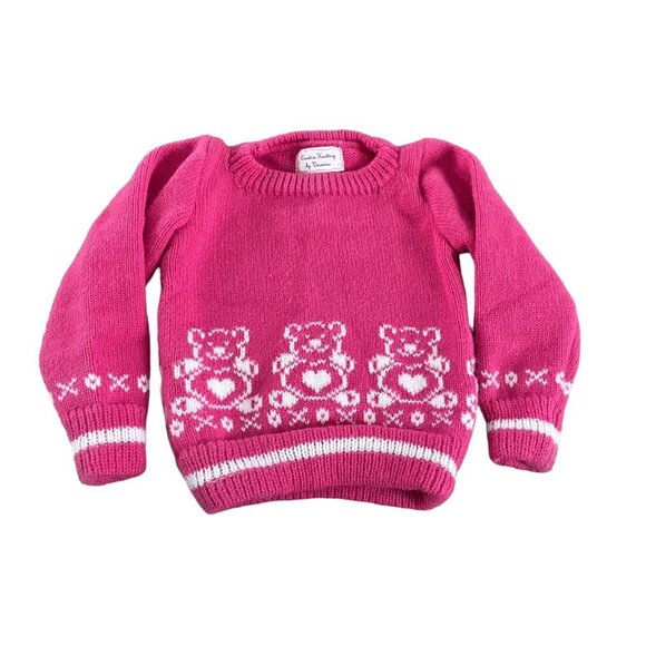Handmade Teddy Bear Hearts Sweater Size 24M - Picture 1 of 4
